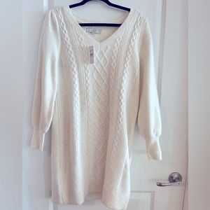 LOFT cable knit dress in Ivory.